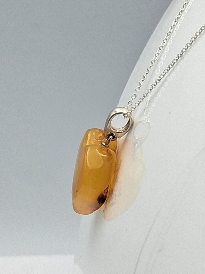 Herz der Sonne: Echter Bernstein Herz-Anhänger | 925 Sterling Silber | Liebevoll