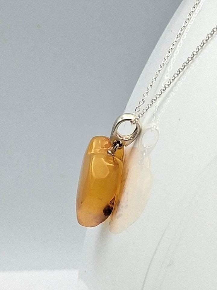 Herz der Sonne: Echter Bernstein Herz-Anhänger | 925 Sterling Silber | Liebevoll