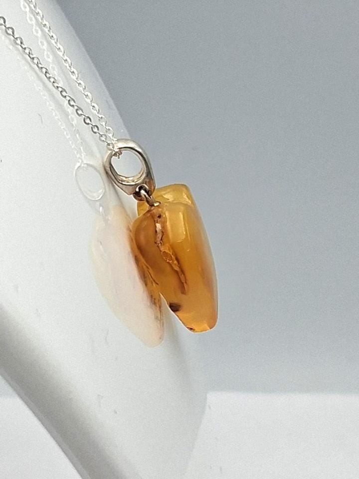 Herz der Sonne: Echter Bernstein Herz-Anhänger | 925 Sterling Silber | Liebevoll