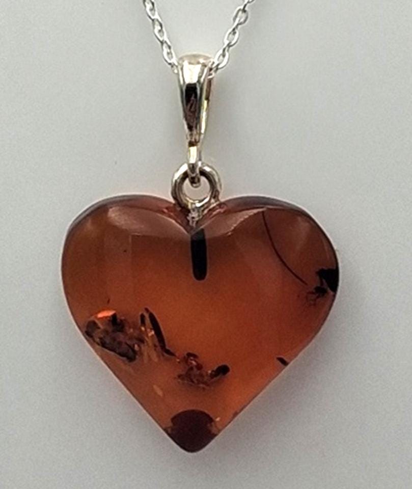 Herz der Sonne: Echter Bernstein Herz-Anhänger | 925 Sterling Silber | Liebevoll