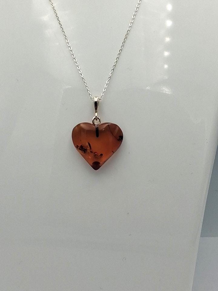 Herz der Sonne: Echter Bernstein Herz-Anhänger | 925 Sterling Silber | Liebevoll
