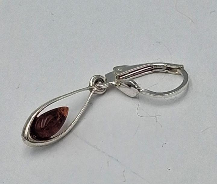 Exklusive Bernstein 925 Sterling Silber Ohrhänger | brauner -Bernstein Ohrhänger