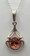 Eleganter Bernstein-Anhänger in 925er Sterling Silber  "Bernstein-Tropfen"