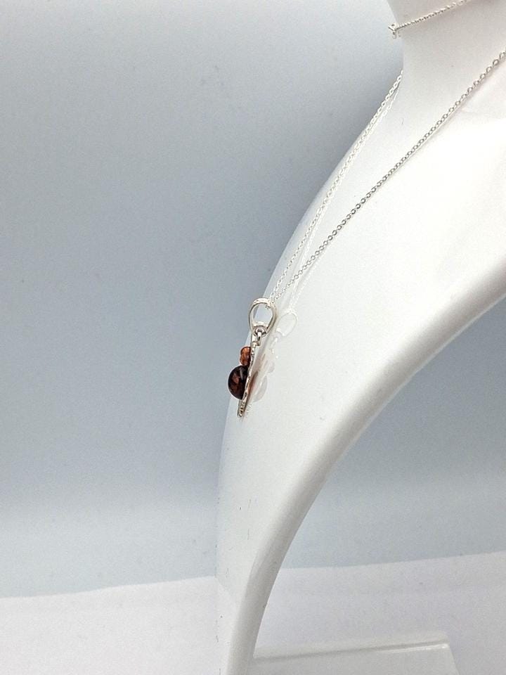 Bernstein Eulen Anhänger 925 Silber Eulenanhänger Collier Kette Plastisch Top