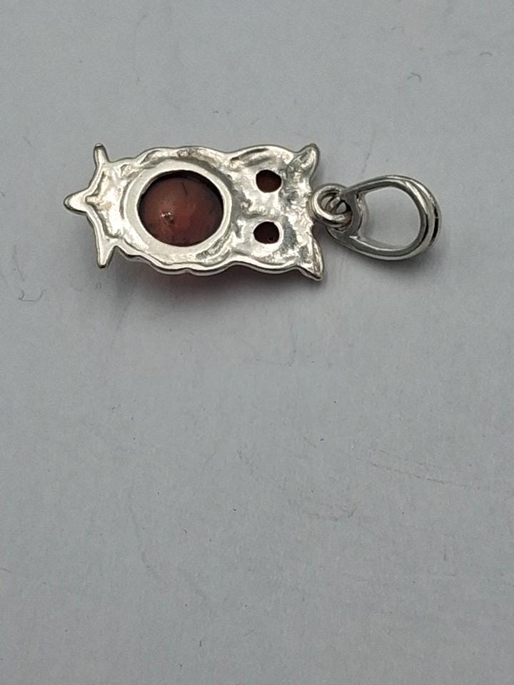 Bernstein Eulen Anhänger 925 Silber Eulenanhänger Collier Kette Plastisch Top