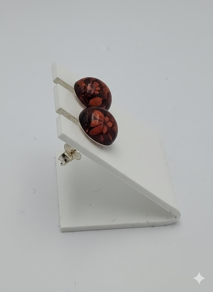 Bernstein Ohrstecker 925 Silber Bernsteinohrschmuck Top Edel braungoldener Bernstein