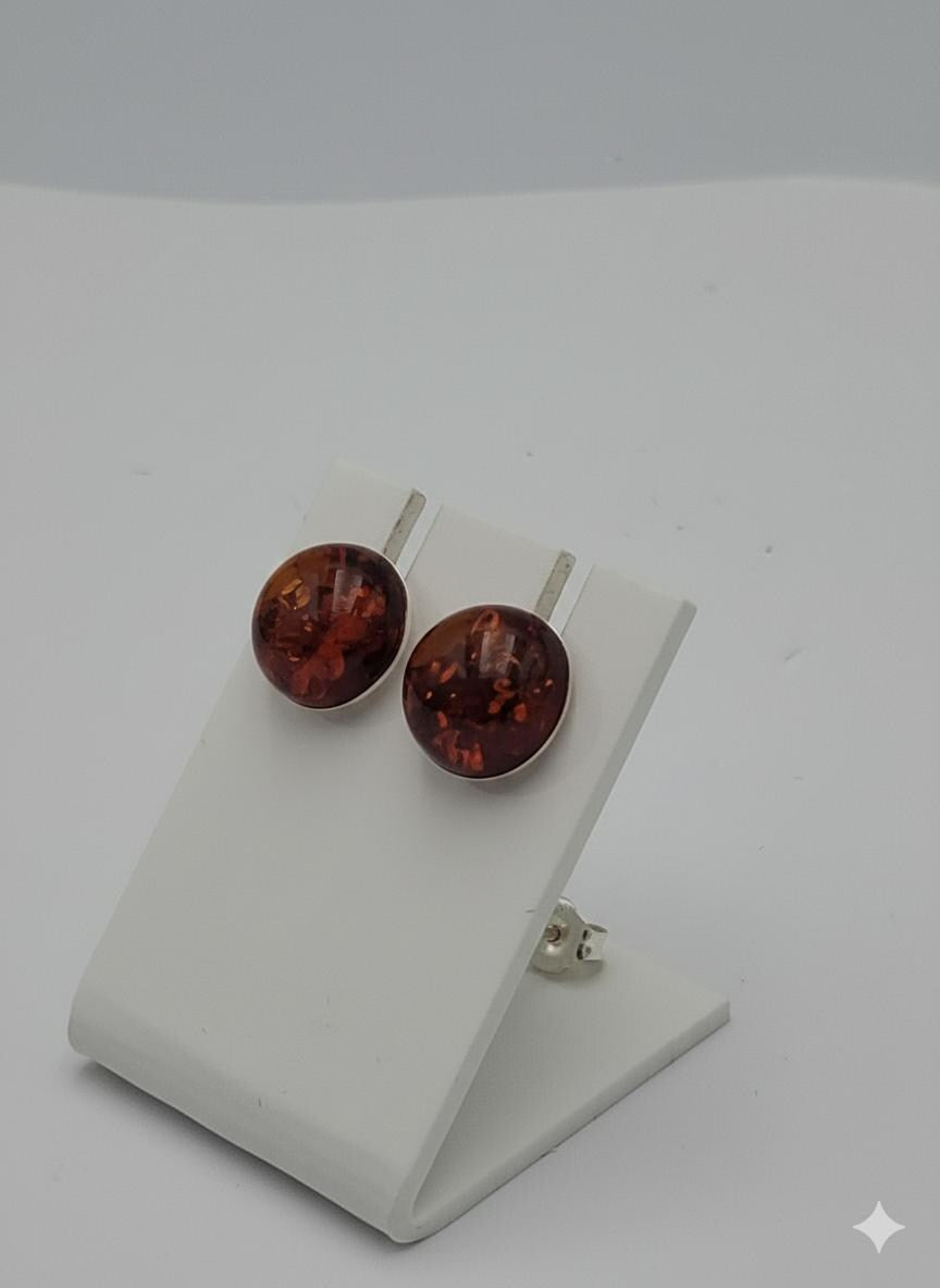 Bernstein Ohrstecker 925 Silber Bernsteinohrschmuck Top Edel braungoldener Bernstein