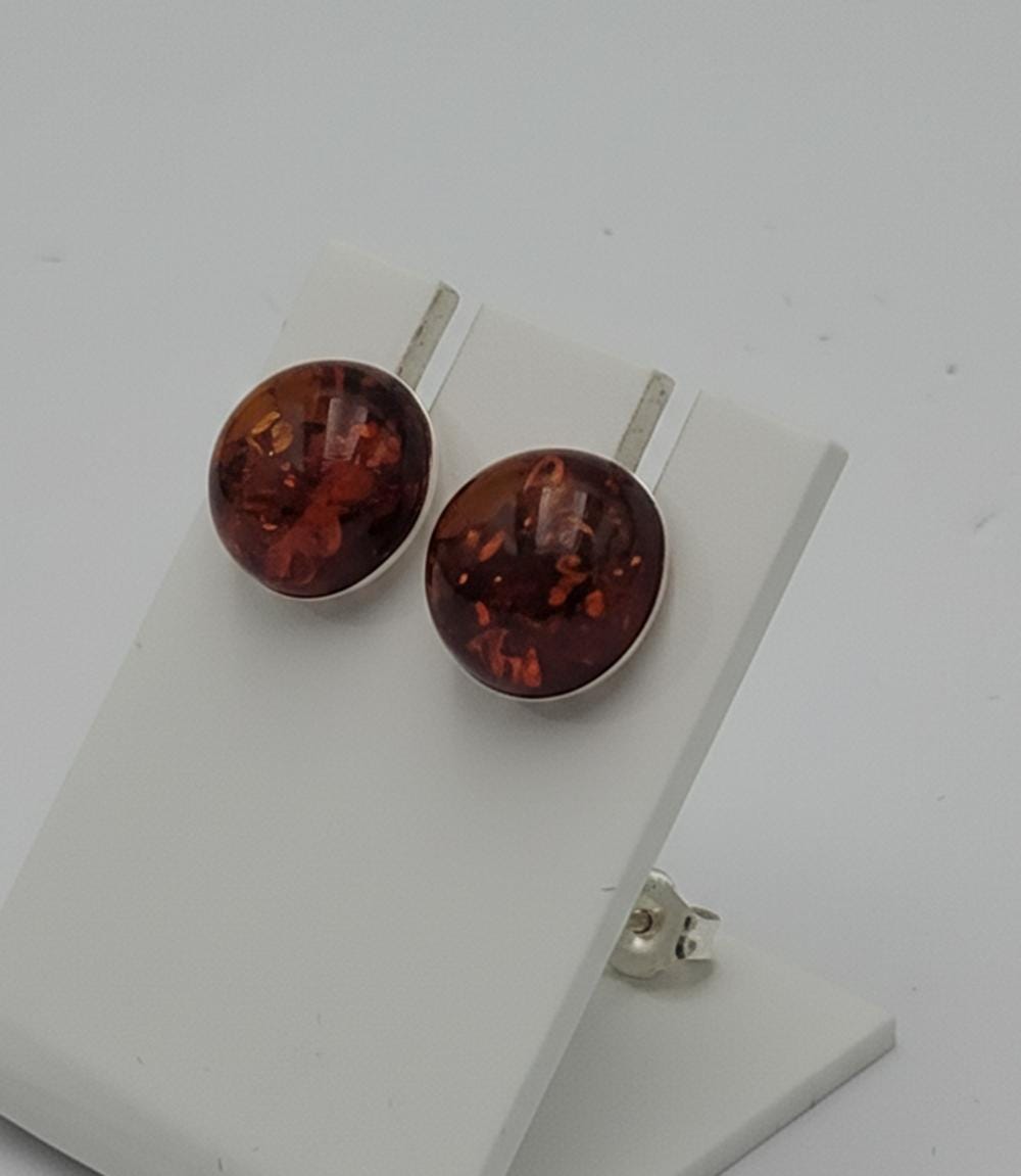 Bernstein Ohrstecker 925 Silber Bernsteinohrschmuck Top Edel braungoldener Bernstein