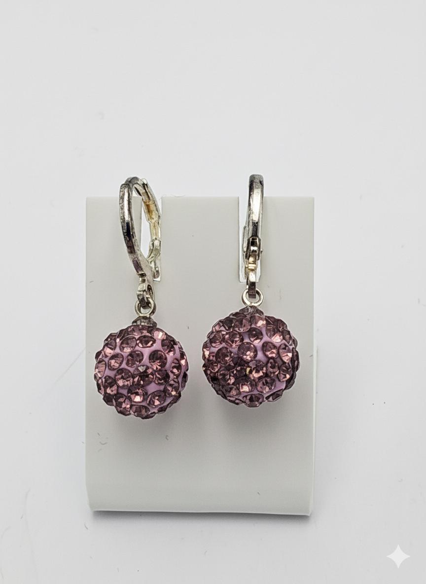 Shambhala Kristall Creolen pink Silber Sonderposten