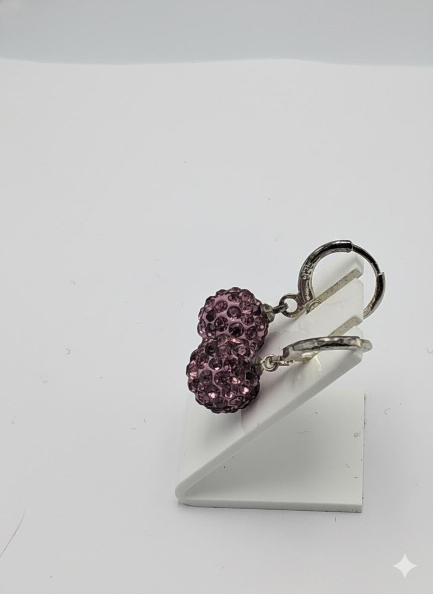 Shambhala Kristall Creolen pink Silber Sonderposten