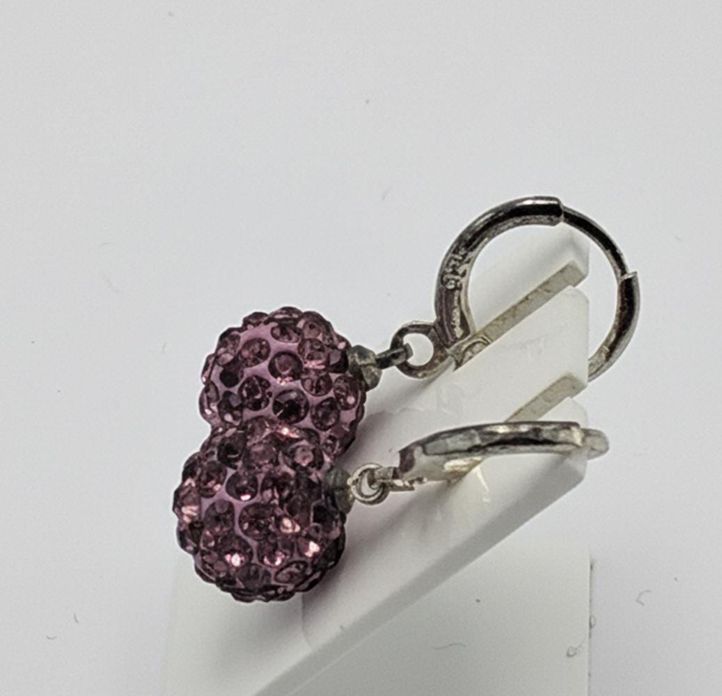 Shambhala Kristall Creolen pink Silber Sonderposten