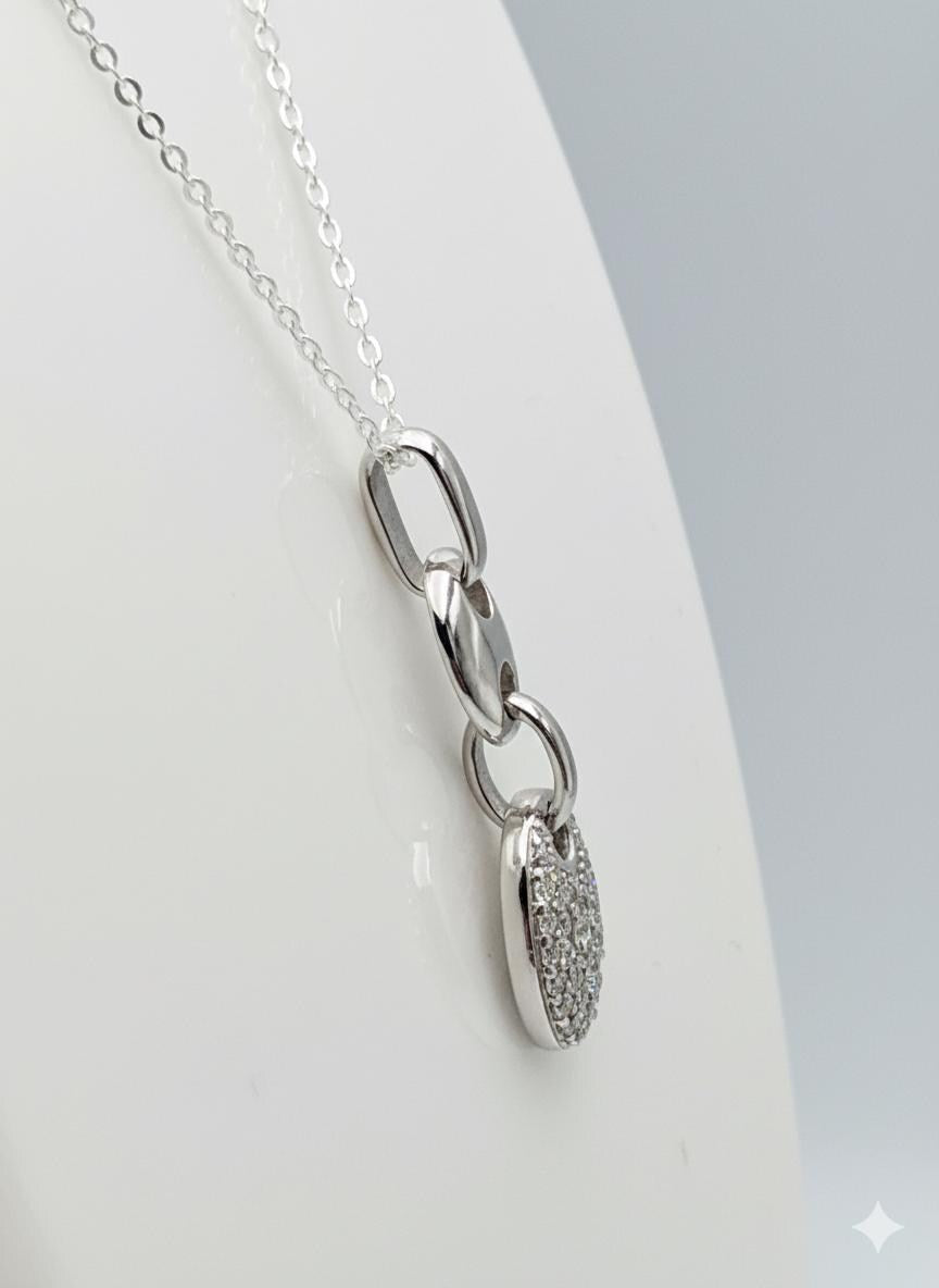 Anhänger mit 38 Zirkonia Echt Silber 925/000 Collier Kette American Diamant Top Edel