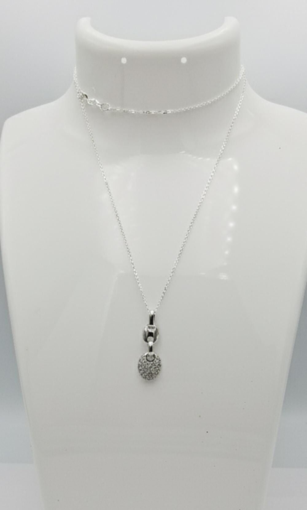Anhänger mit 38 Zirkonia Echt Silber 925/000 Collier Kette American Diamant Top Edel