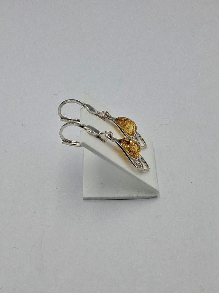 Bernstein Ohrhänger 925 Silber Jugendstil Ohrschmuck Bernsteinschmuck