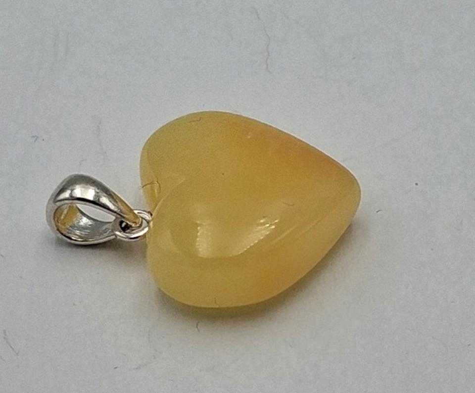 Bernstein Herz-Anhänger | Echter Natur-Bernstein "Butterscotch" |925 Silbern Bernsteinanhänger vom Baltikum