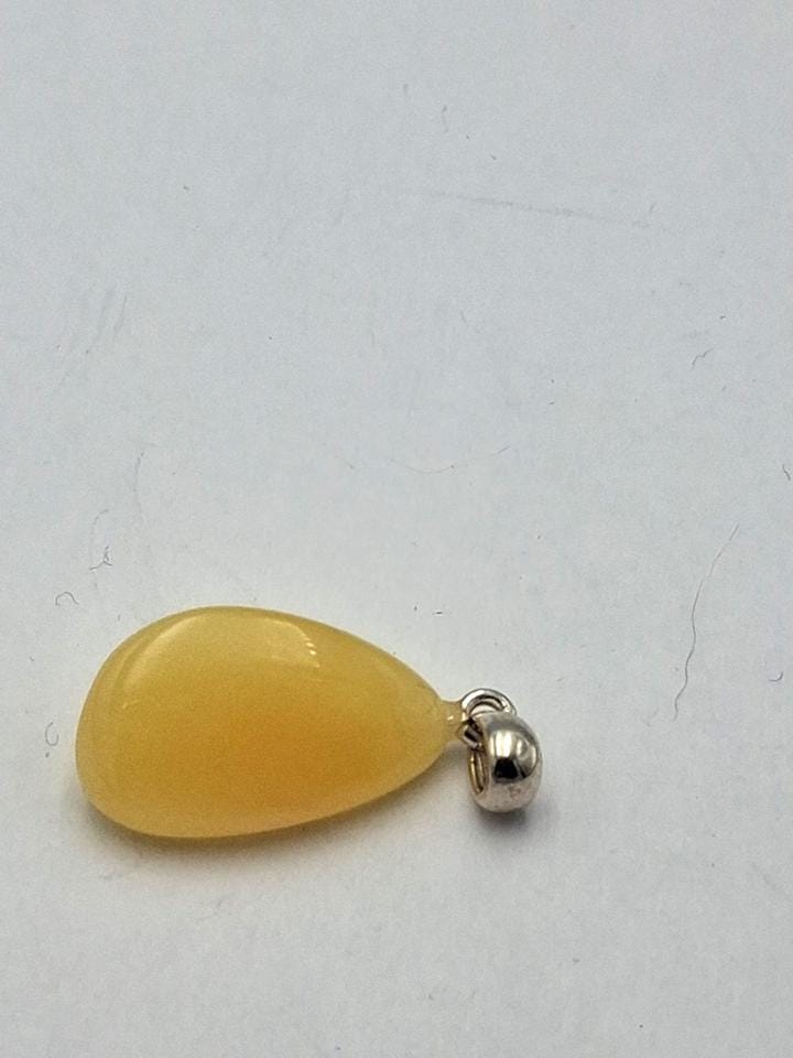 Edler Bernstein Tropfen-Anhänger | Echter Butterscotch Bernstein  925  Silber Collier Kette