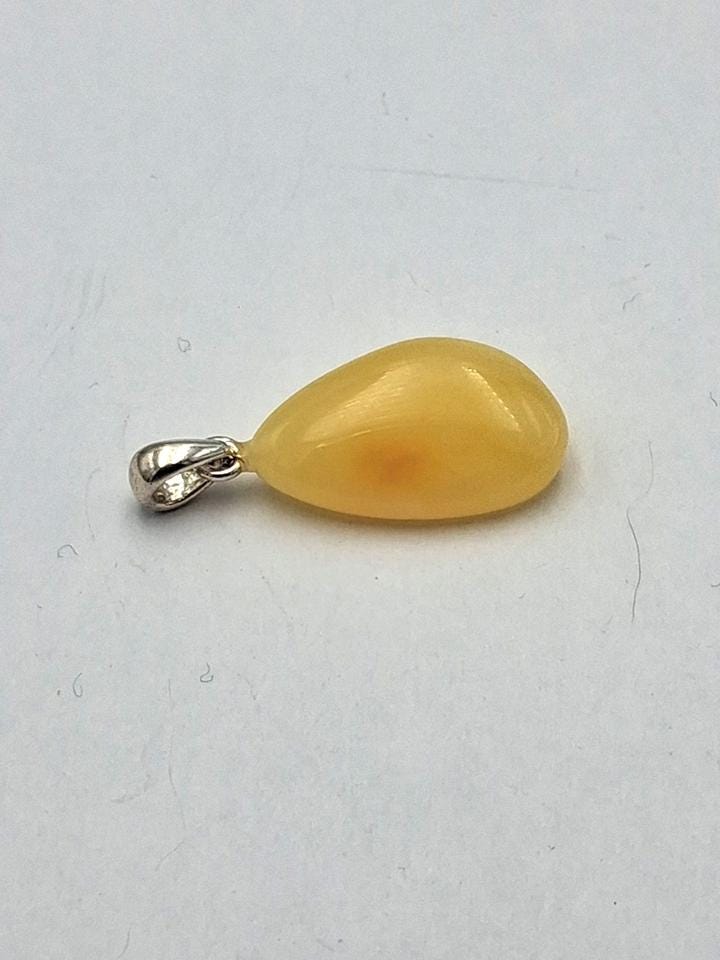 Edler Bernstein Tropfen-Anhänger | Echter Butterscotch Bernstein  925  Silber Collier Kette
