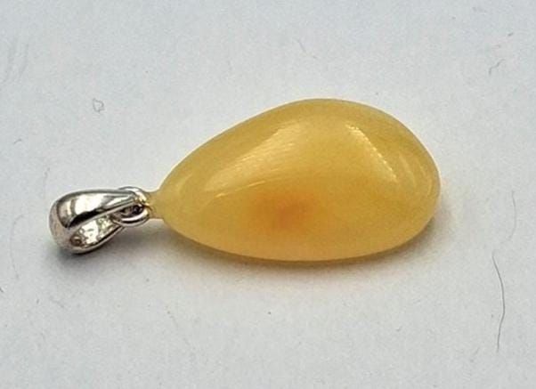 Edler Bernstein Tropfen-Anhänger | Echter Butterscotch Bernstein  925  Silber Collier Kette