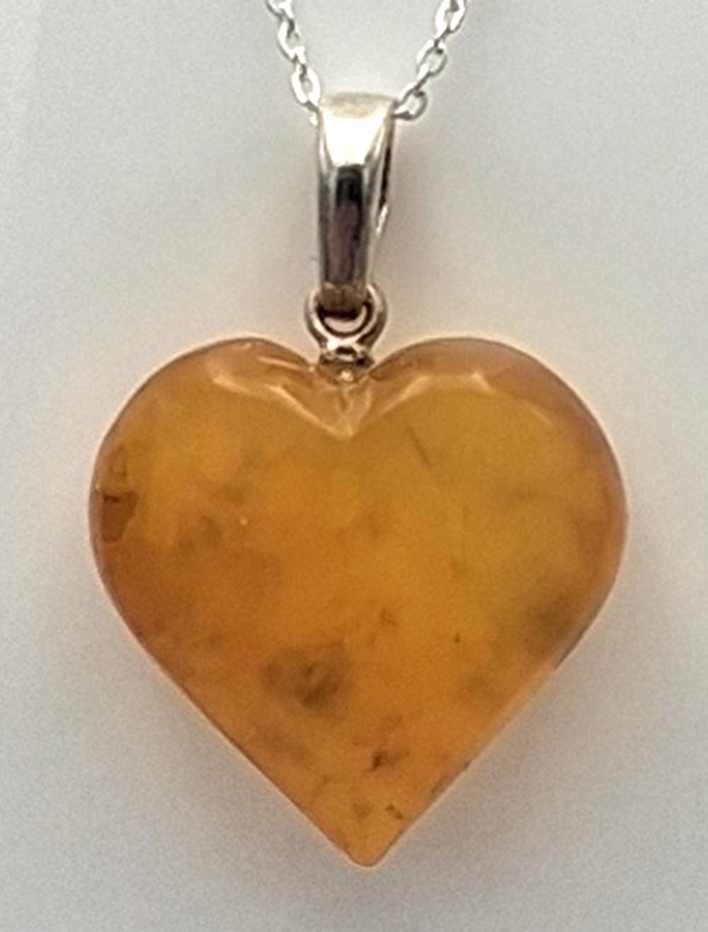 Herz der Sonne: Echter Bernstein Herz-Anhänger | 925 Sterling Silber | Liebevoll