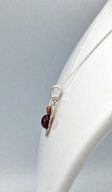 Bernstein Eulen Anhänger 925 Silber Eulenanhänger Collier Kette Plastisch Top