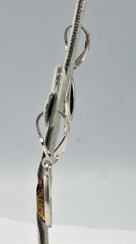 925 Silber Ohrringe Bernstein Dunkelgrün Markasit Optik Ohrhänger Elegant Güner Bernstein Top Edel