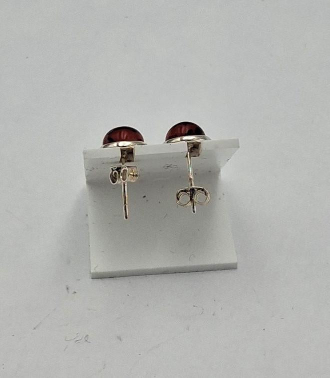 Bernstein-Ohrstecker in Sterling-Silber  Klassische Eleganz pur