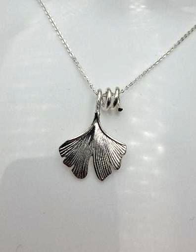 Anhänger Ginkgoblatt 925 Silber Collier Kette Ginkgo Blatt Top Edel