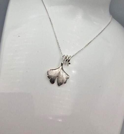 Anhänger Ginkgoblatt 925 Silber Collier Kette Ginkgo Blatt Top Edel