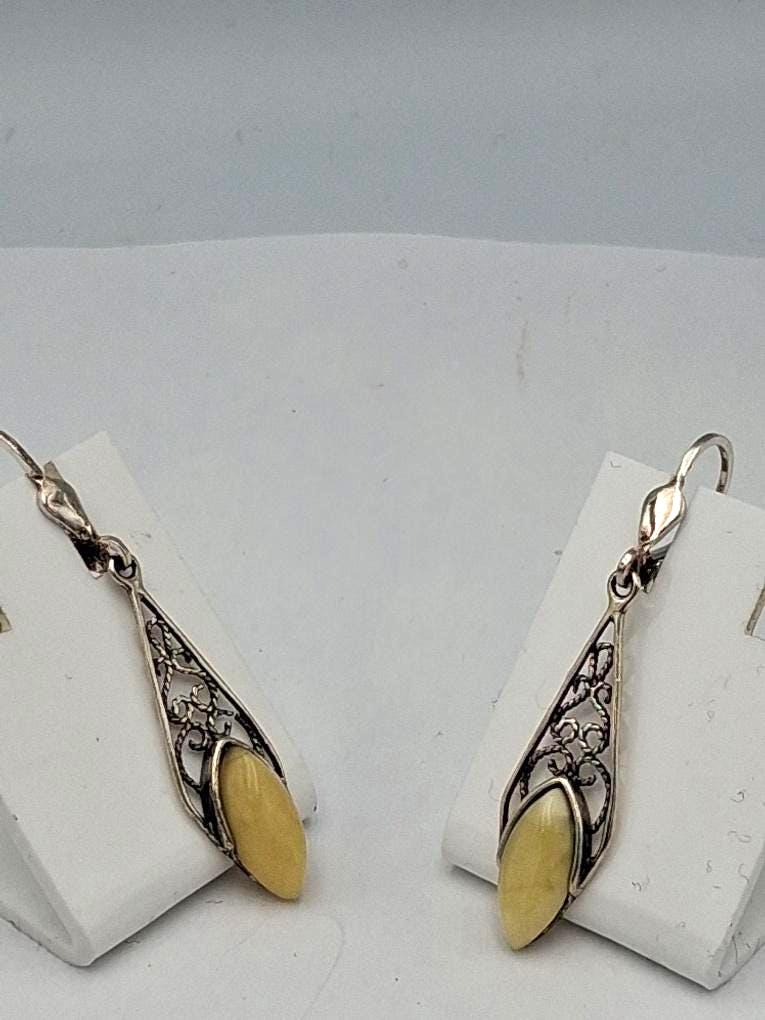 Bernstein Ohrhänger 925 Silber Filigran Bernsteinschmuck Top Edel