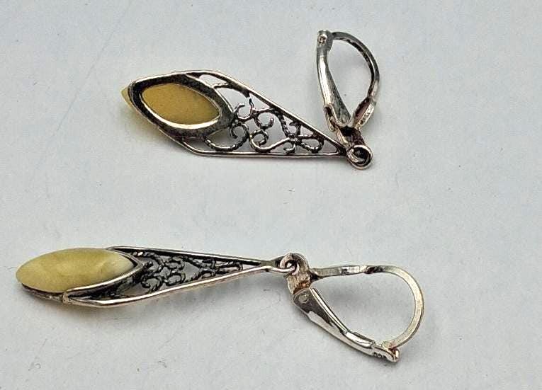 Bernstein Ohrhänger 925 Silber Filigran Bernsteinschmuck Top Edel