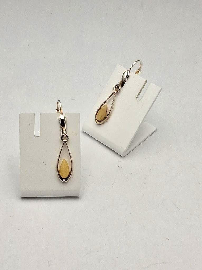 Exklusive Bernstein 925 Sterling Silber Ohrhänger  Milch  -Bernstein Ohrhänger Bu