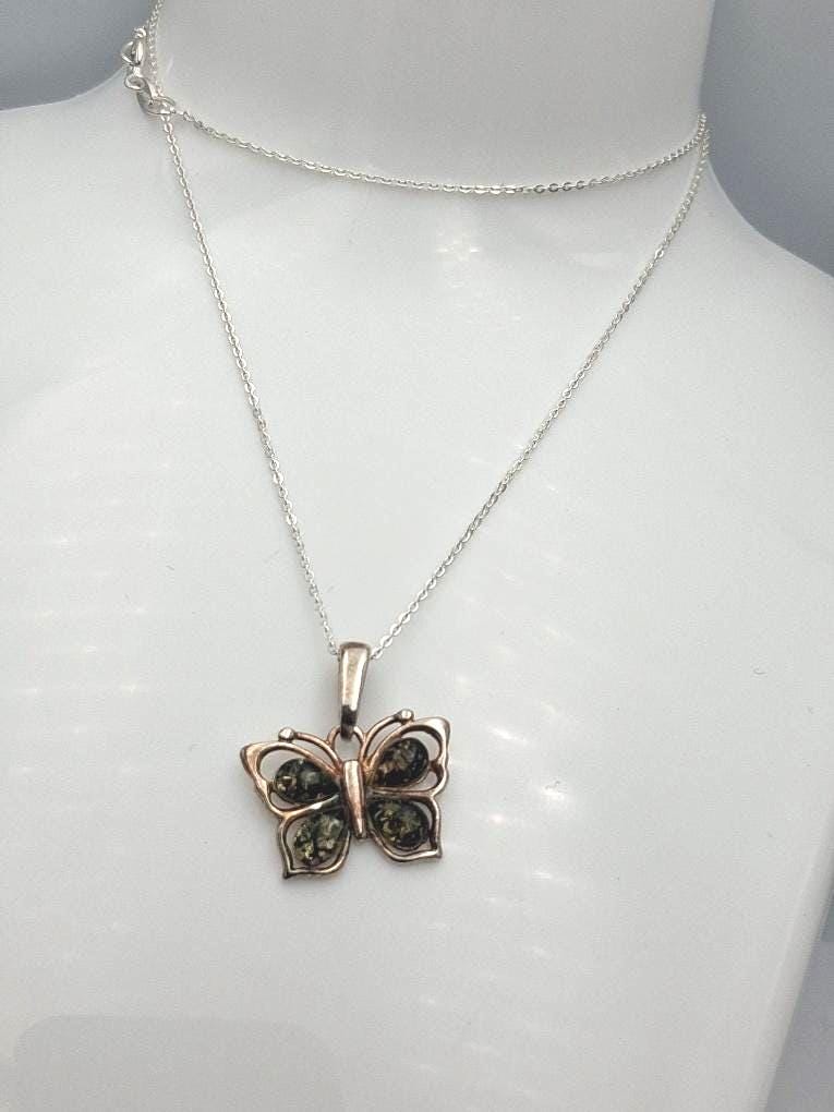 Bernstein-Schmetterling Anhänger  Handgefertigtes Naturwunder in 925 Sterling