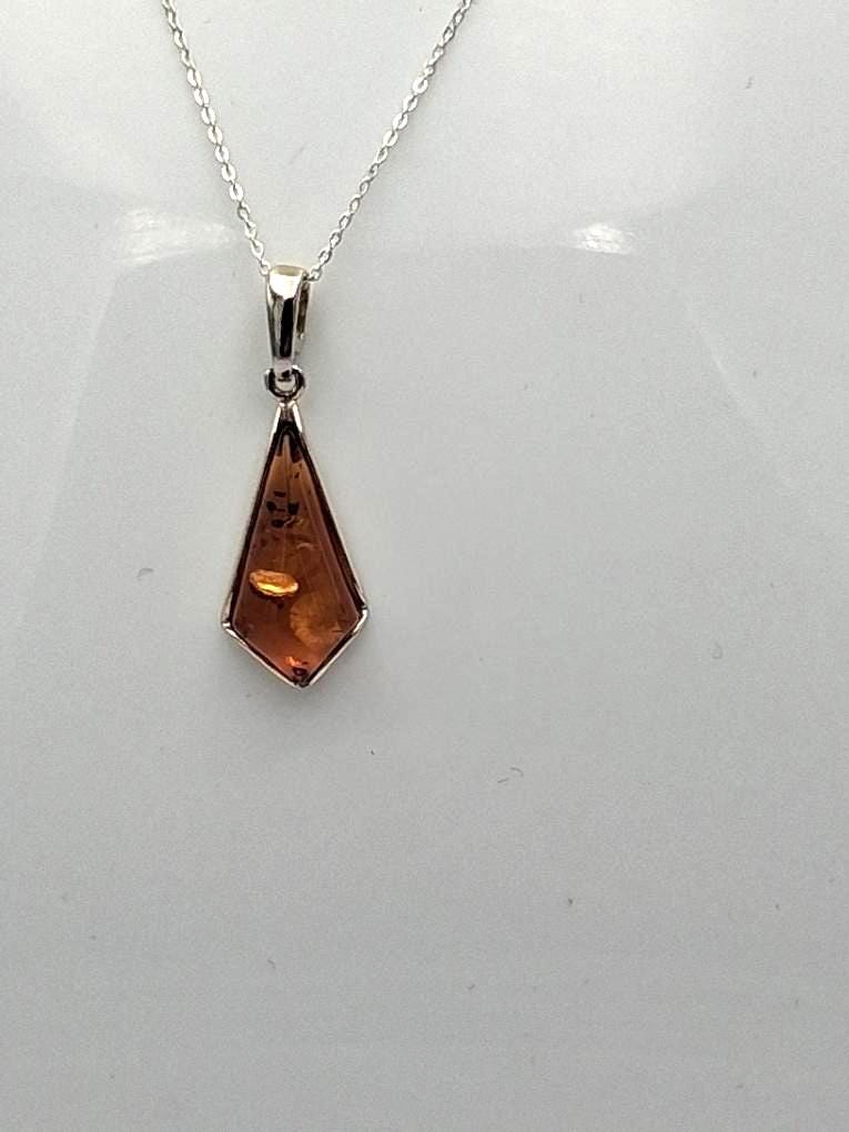 Bernstein-Anhänger (UNIKAT) | 925 Sterling Silber mit Cognac-Bernstein & Inklusion