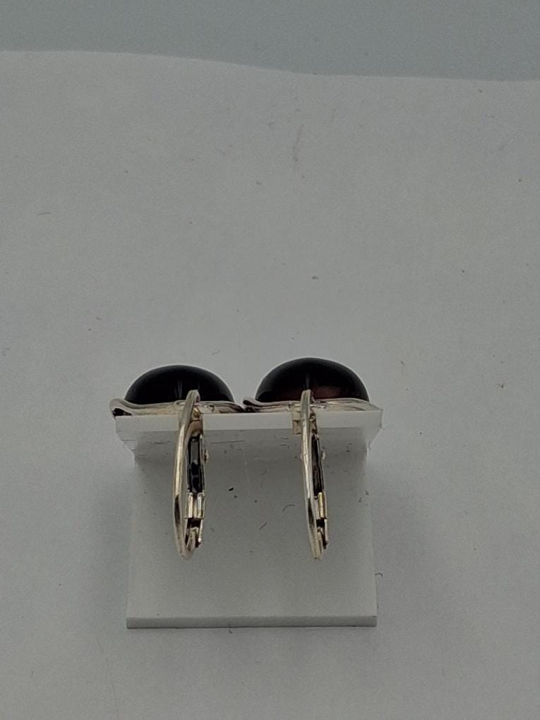 Bernstein Tropfenohrringe / Ohrhänger aus 925 Sterling Silber  Bordeaux Rot & Zeitlos