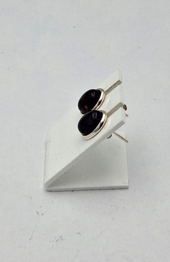 Bernstein-Ohrstecker in Sterling-Silber  Klassische Eleganz pur