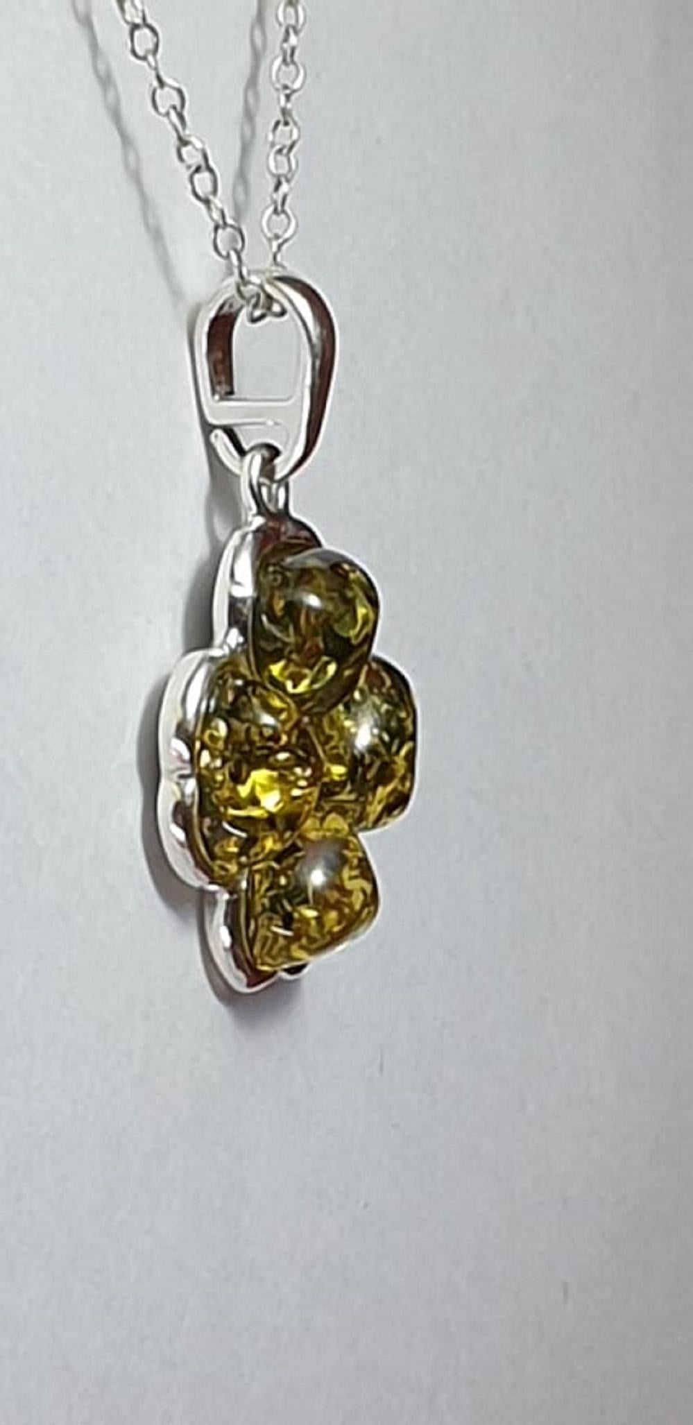 Bernstein Kleeblatt Anhänger 925 Silber Glückssymbol Collier Kette Top Edel