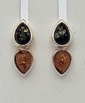Bernsteinohrstecker 925 Silber Bernstein Ohrschmuck Edel braun grüner Benrstein