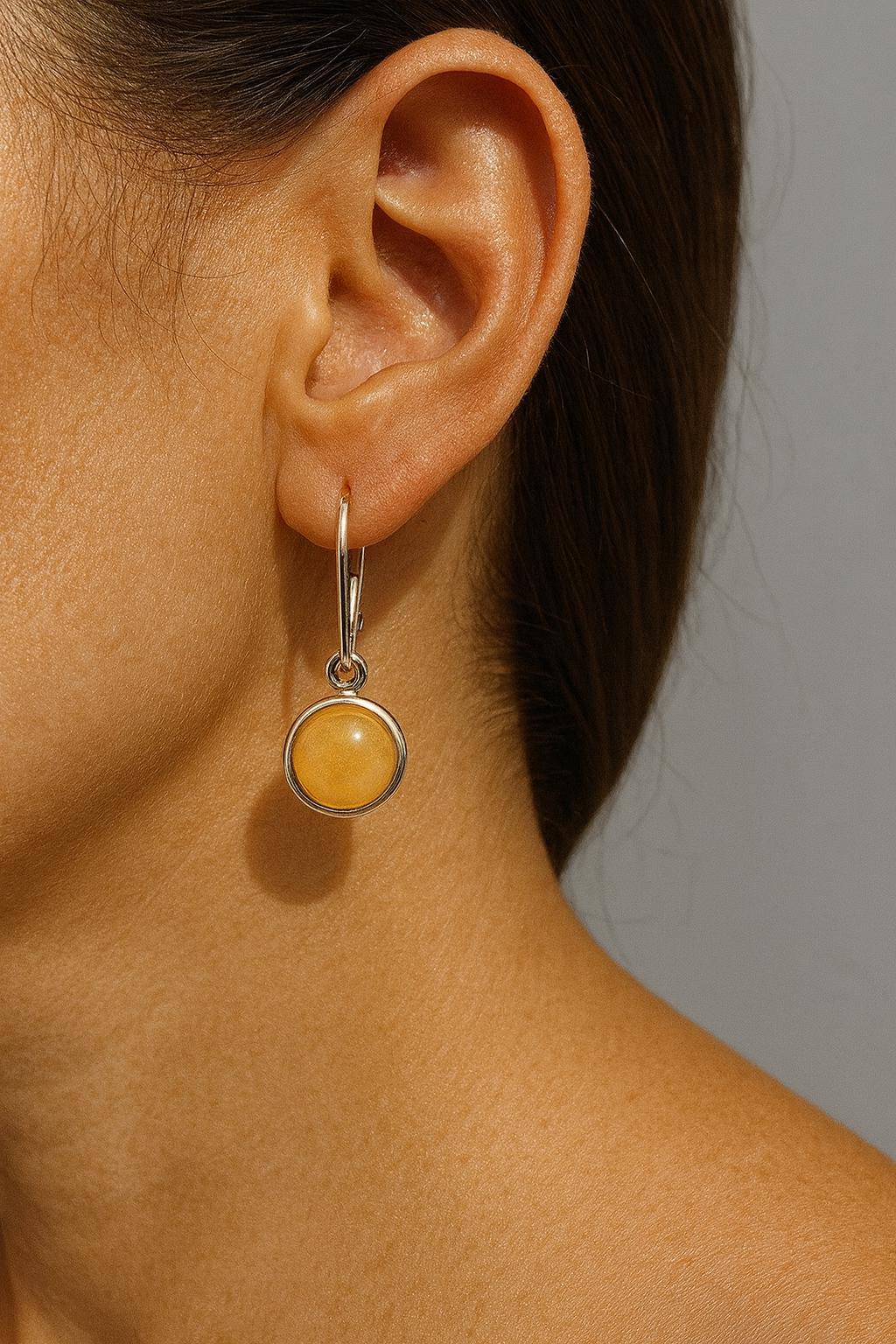 Elegante Bernstein-Ohrhänger | Zeitloses Design | 925 Sterling-Silber mit Brisur