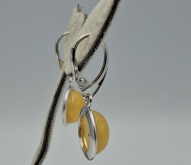 Elegante Bernstein-Ohrhänger | Zeitloses Design | 925 Sterling-Silber mit Brisur