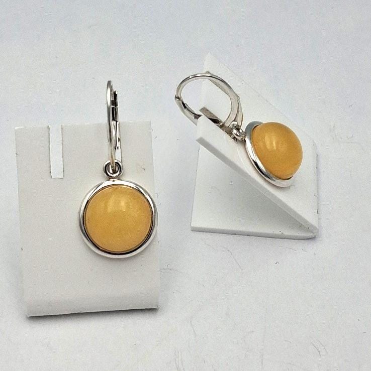 Elegante Bernstein-Ohrhänger | Zeitloses Design | 925 Sterling-Silber mit Brisur