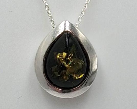 Designer Bernstein Anhänger 925 Silber Collier Kette Bernsteinanhänger Top Edel