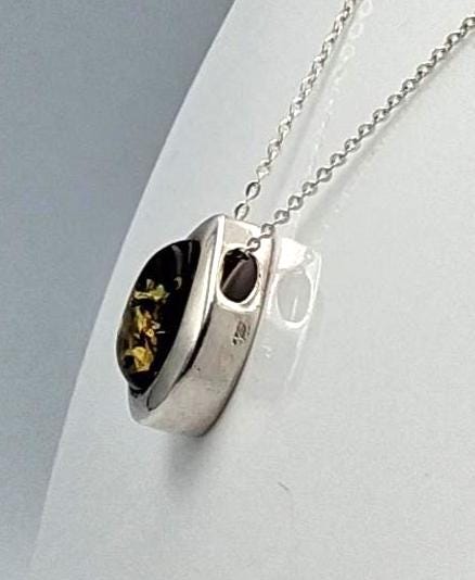 Designer Bernstein Anhänger 925 Silber Collier Kette Bernsteinanhänger Top Edel