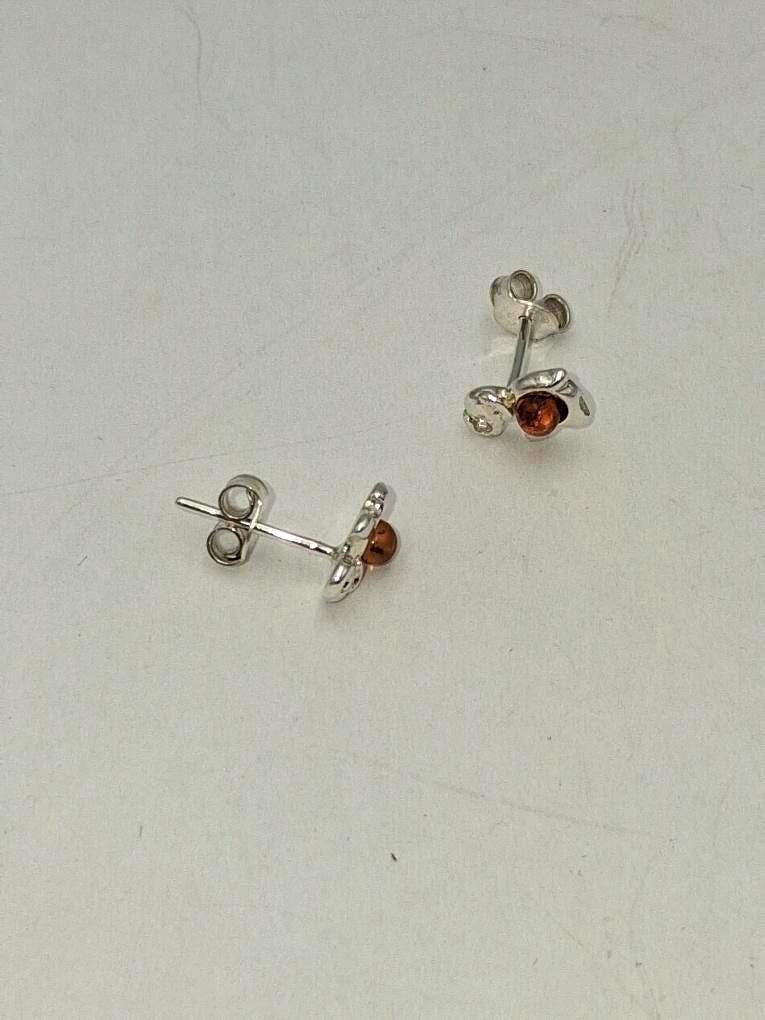 Elefanten Ohrstecker  925 Sterling Silber mit dunklem Natur-Bernstein  Tier ohrstecker für Kinder