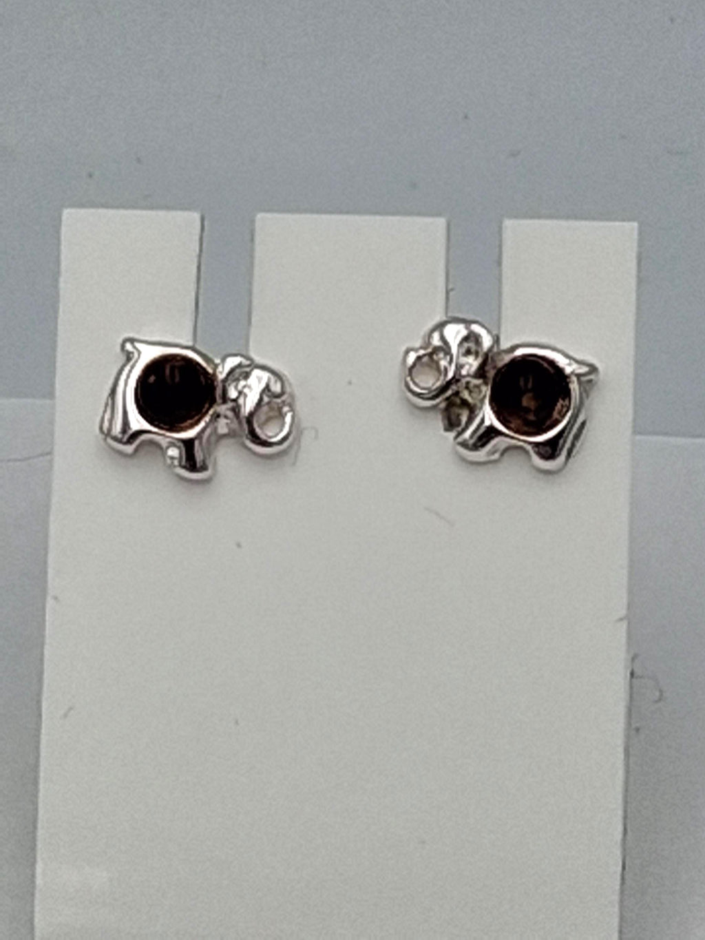 Elefanten Ohrstecker  925 Sterling Silber mit dunklem Natur-Bernstein  Tier ohrstecker für Kinder