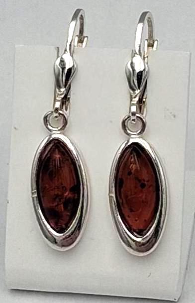 Bernstein Ohrhänger (Tropfenform/Oval)  925 Sterling Silber mit Brisur