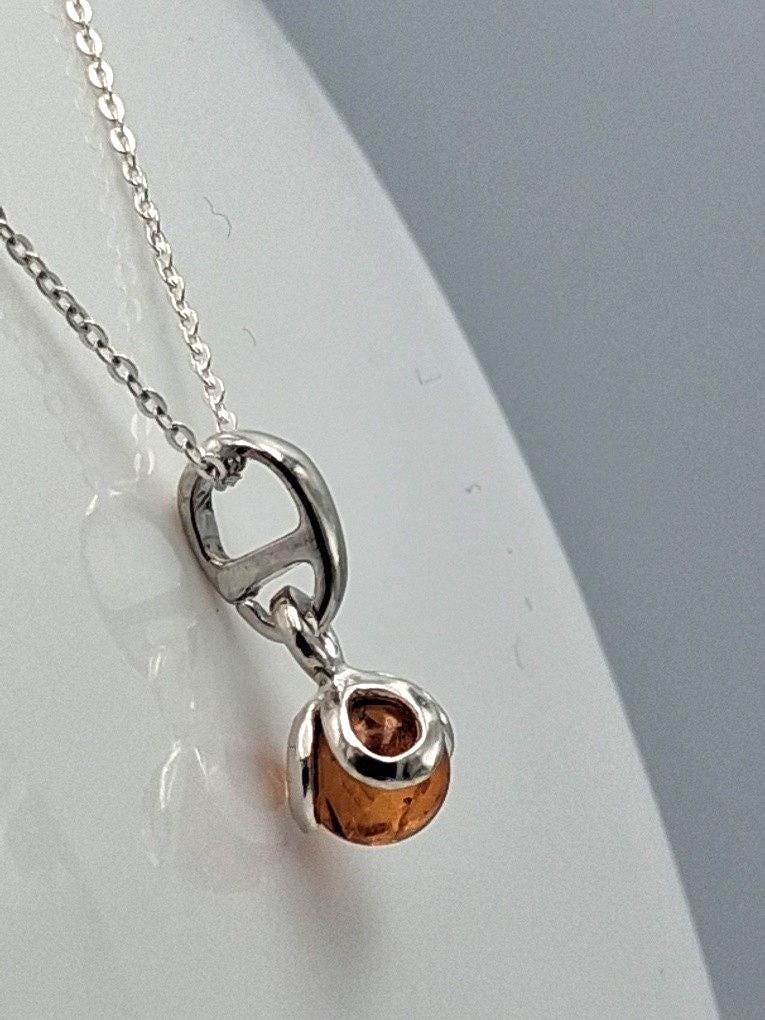 Bernstein-Anhänger in 925er Sterlingsilber Eleganz der Natur Kette Collier