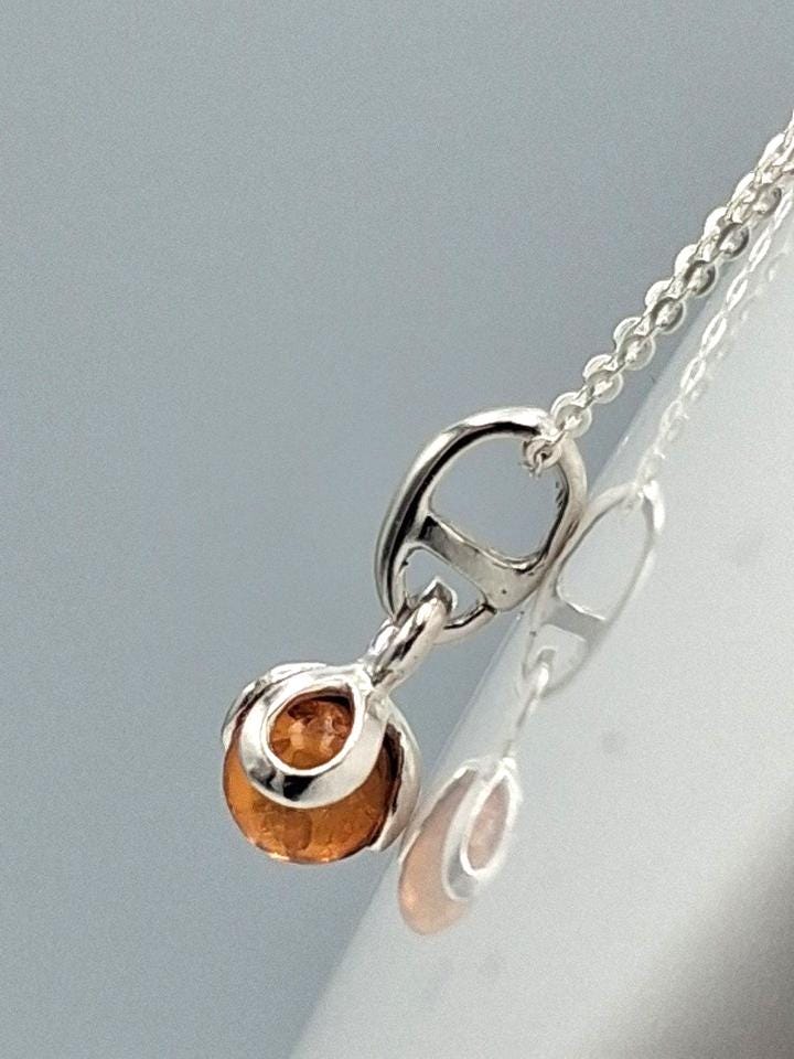 Bernstein-Anhänger in 925er Sterlingsilber Eleganz der Natur Kette Collier