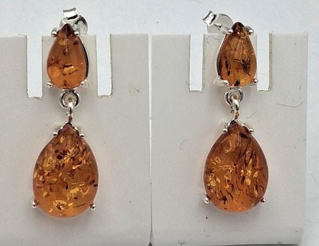 Edle Bernstein Ohrstecker 925 Silber Bernsteinohrschmuck Bernstein aus Litauen