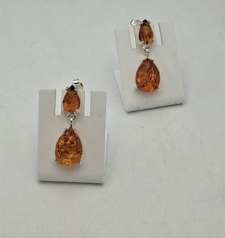 Edle Bernstein Ohrstecker 925 Silber Bernsteinohrschmuck Bernstein aus Litauen