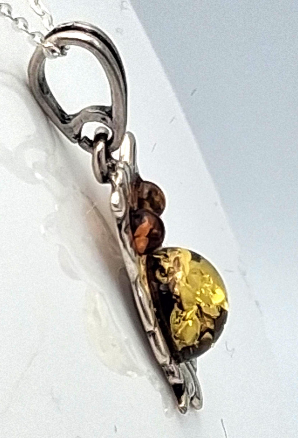 Bernstein EulenAnhänger Eule 925 Sterling Silber Bernstein | Designer Tier Schmuck Kettenanhänger | 3,7 cm